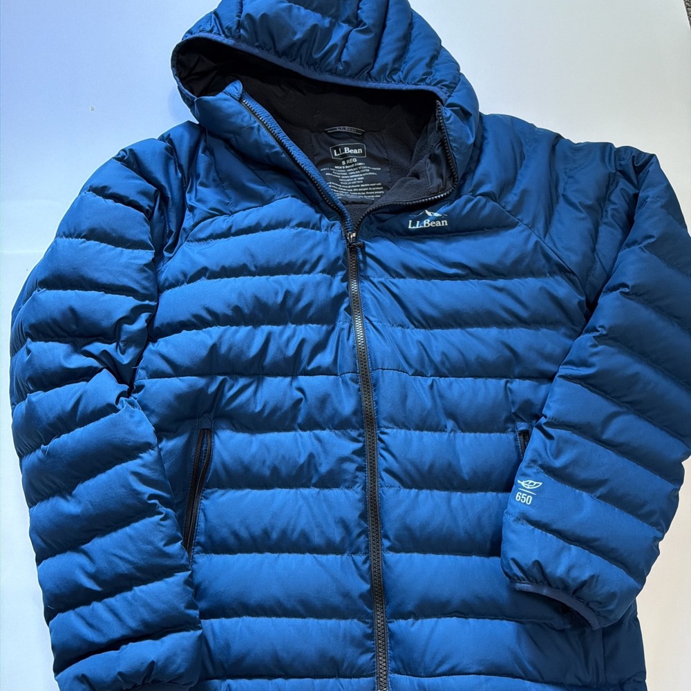L.L Bean 650 Puffer Jkt Blue Full Zip Fleece Goose Down Quilted Men Small 4079
